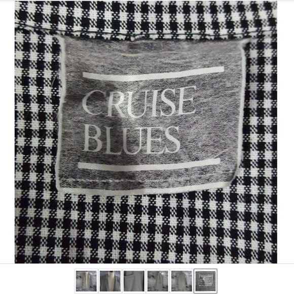 Cruise Blues Vintage Houndstooth Plaid Checkered Blazer Black White - Picture 5 of 5